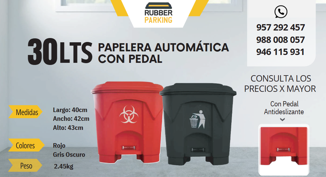 Nuestro CONTENEDOR DE BASURA CON PEDAL está elaborado a base de polietileno de alta densidad.